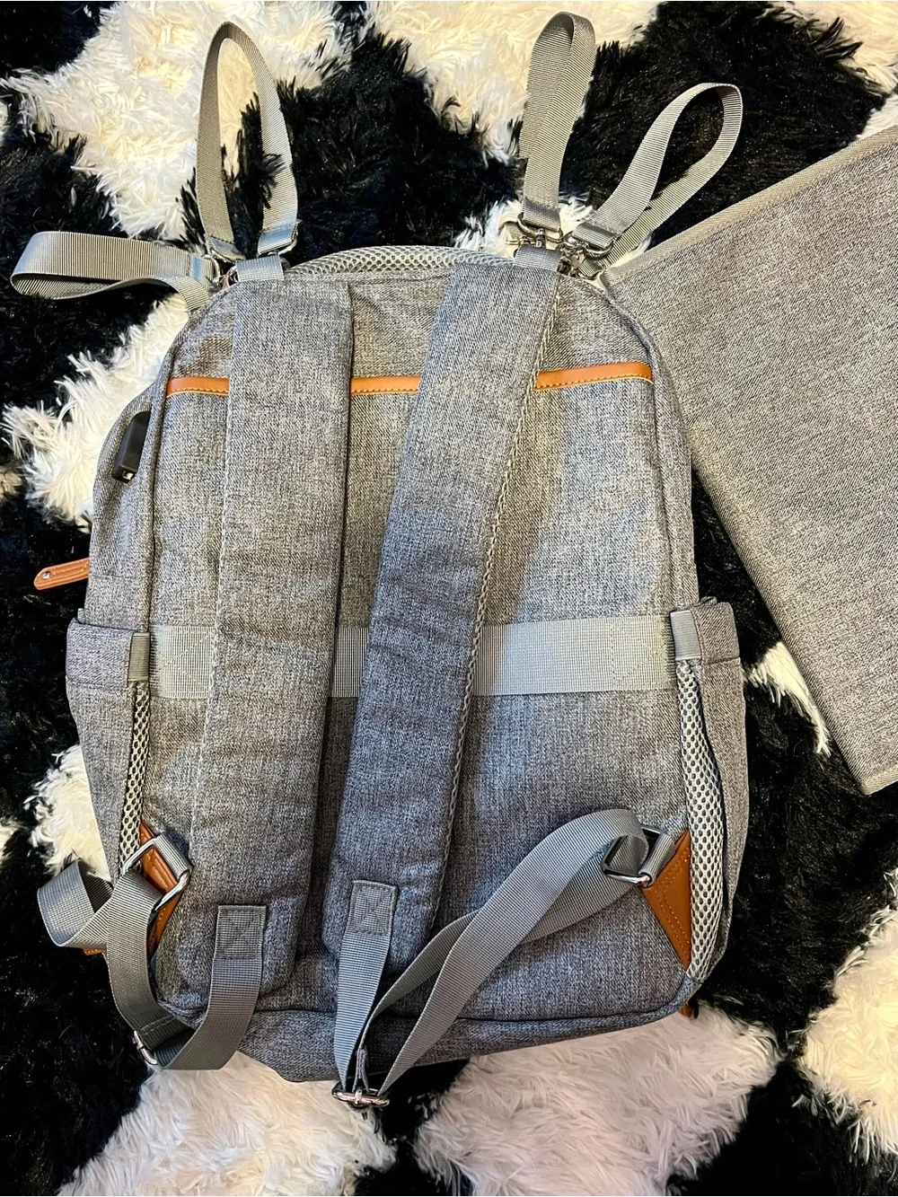 Gray Baby Diaper Backpack - Stylish Gray Baby Bag